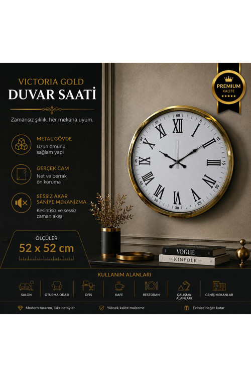 Victoria Gold 52 x 52 cm Duvar Saati