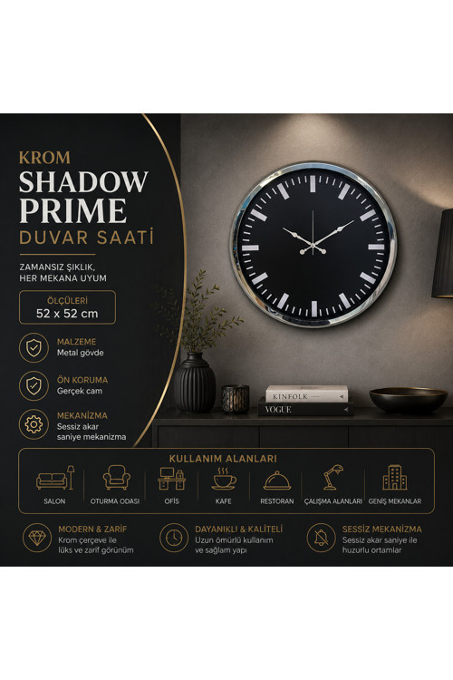Krom Shadow Prime 52 x 52 cm Duvar Saati