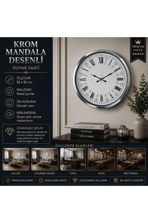 Krom Atlas Legacy 52 x 52 cm Duvar Saati