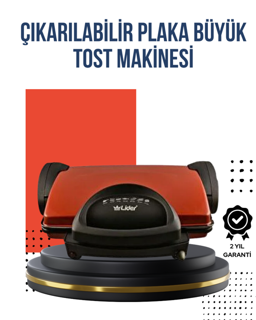 Kompakt Izgara ve Tost Makinesi – Çıkarılabilir Plaka, Döküm Gövde