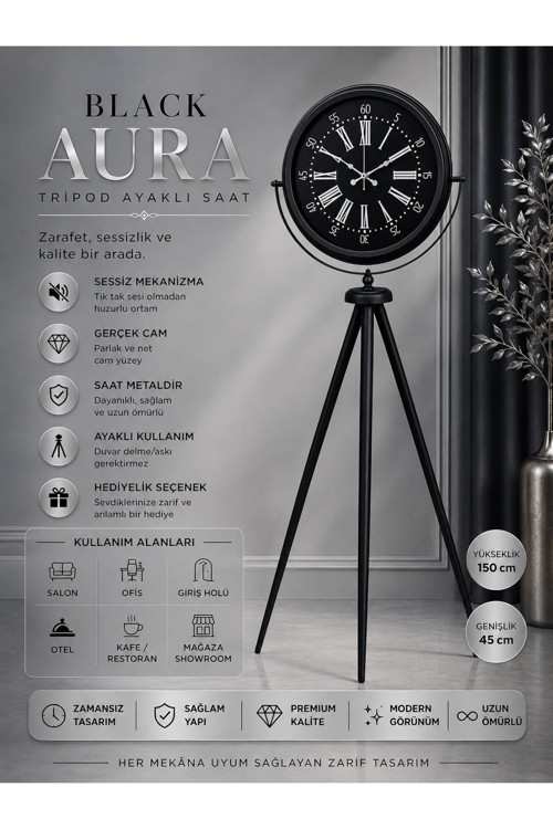 Black Aura Tripod Ayaklı Saat