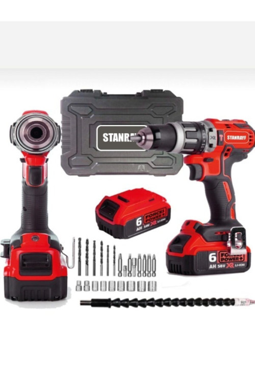 Germany Technology Red Xr 58V8Ah Hd Li-On Darbeli Çelik Şanzıman Akülü Matkap + 30 Pcs Set