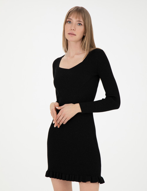 Siyah Extra Slim Fit Triko Elbise 50280230-VR046
