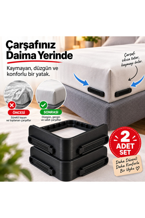 Çarşaf Sabitleyici – Lastikli Çarşaf Köşe Tutucu – Yatak Çarşaf Kaydırmaz Aparat - Çarşaf Nevresim Düzenleyici Görünmez