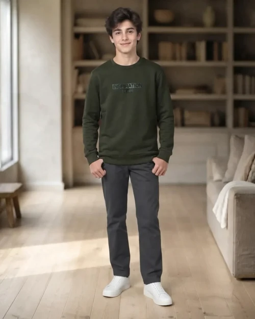 Erkek Çocuk Yeşil Baskılı Kışlık Sweatshirt