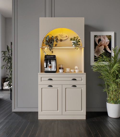 Siena Kum Beji Mini 90 cm Komple MDF LED Aydınlatmalı Kahve Köşesi Montaj Dahil