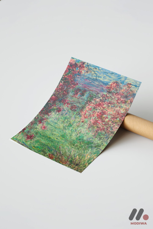 Claude Monet Çiçekli Ev Bahçesi, Çerçevesiz Yüksek Kalite Duvar Afişi - Sanatsever Hediyesi