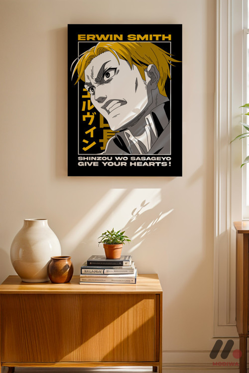 Attack On Titan Erwin Smith Anime Poster, Çerçevesiz Yüksek Kalite Duvar Afişi - Anime Severlere Öze