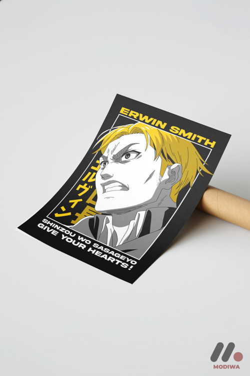 Attack On Titan Erwin Smith Anime Poster, Çerçevesiz Yüksek Kalite Duvar Afişi - Anime Severlere Öze