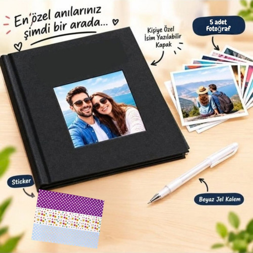 Kişiye Özel Tasarım Fotoğraflı Anı Albümü ve Kendin Yap (DIY) Anı Defteri Seti
