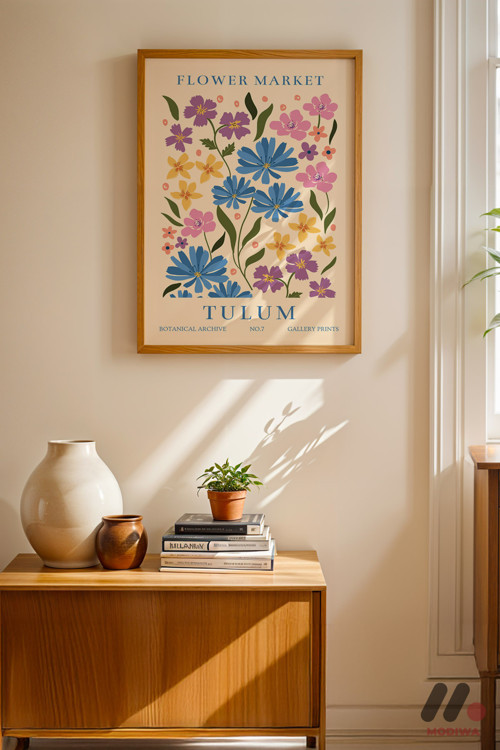 Flower Market Tulum Posteri, Ahşap Çerçeveli Duvar Tablosu - Ev Dekorasyonu