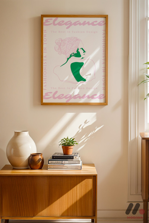 Elegance Moda Posteri, Ahşap Çerçeveli Duvar Tablosu - Modern Ev Dekorasyonu