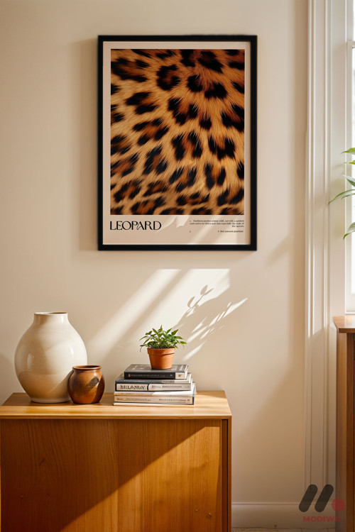 Leopar Deseni Posteri, Siyah Çerçeveli Duvar Tablosu - Motivasyon Hediyesi