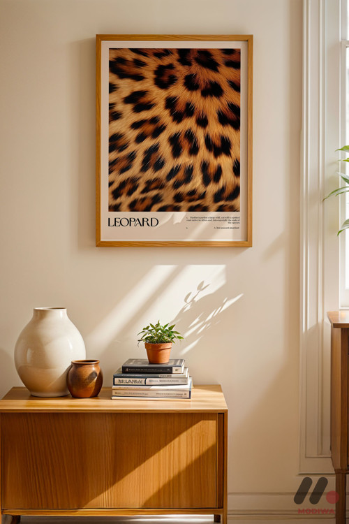 Leopar Deseni Posteri, Ahşap Çerçeveli Duvar Tablosu - Motivasyon Hediyesi