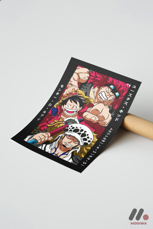 One Piece Kid Luffy Law Poster, Çerçevesiz Yüksek Kalite Duvar Afişi - Anime Severlere Özel Hediye