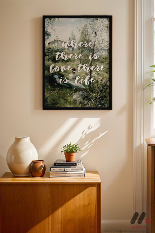 Where There Is Love Manzara, Siyah Çerçeveli Duvar Tablosu - Motivasyon Hediyesi