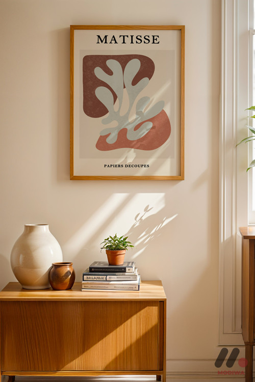 Matisse Papiers Decoupes, Ahşap Çerçeveli Duvar Tablosu - Modern Ev Dekorasyonu