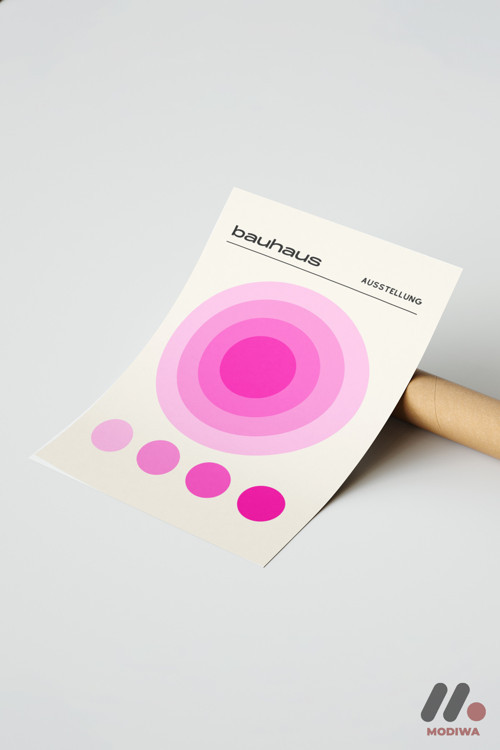 Bauhaus Pembe Daire Afişi, Çerçevesiz Yüksek Kalite Duvar Afişi - Modern Ev Dekorasyonu