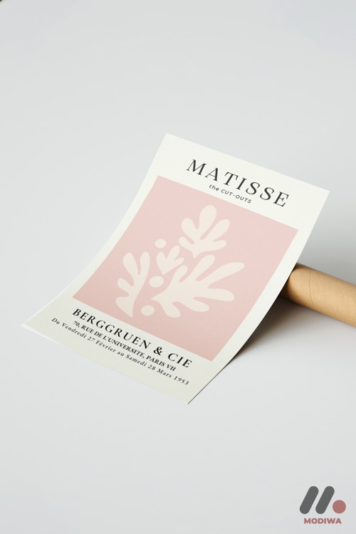 Matisse The Cut-Outs Pembe, Çerçevesiz Yüksek Kalite Duvar Afişi - Sanatsever Hediyesi