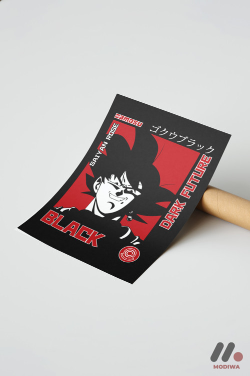 Dragon Ball Goku Black Poster, Çerçevesiz Yüksek Kalite Duvar Afişi - Anime Severlere Özel Hediye