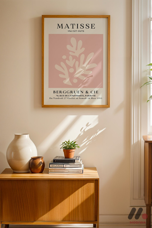 Matisse The Cut-Outs Pembe, Ahşap Çerçeveli Duvar Tablosu - Sanatsever Hediyesi