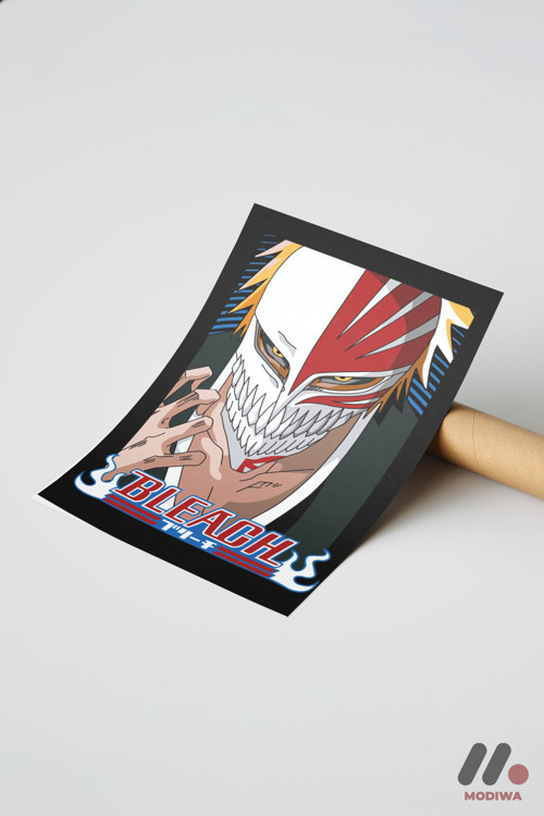 Bleach Ichigo Maske Anime Poster, Çerçevesiz Yüksek Kalite Duvar Afişi - Anime Severlere Özel Hediye