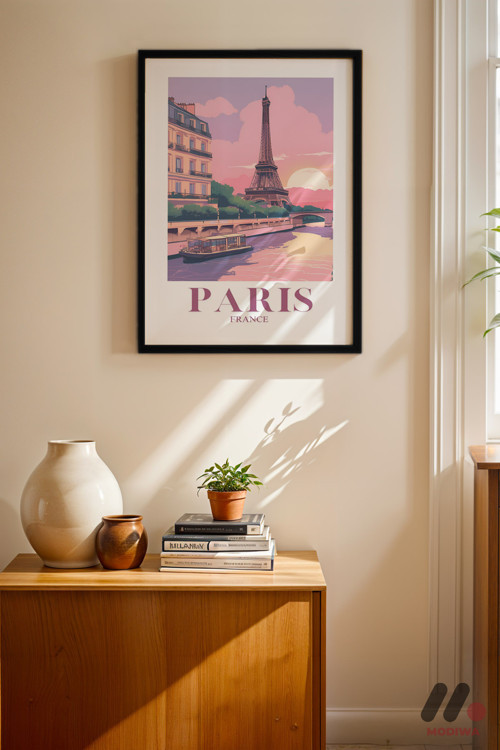 Paris Seyahat Posteri, Siyah Çerçeveli Duvar Tablosu - Seyahat Severlere Hediye