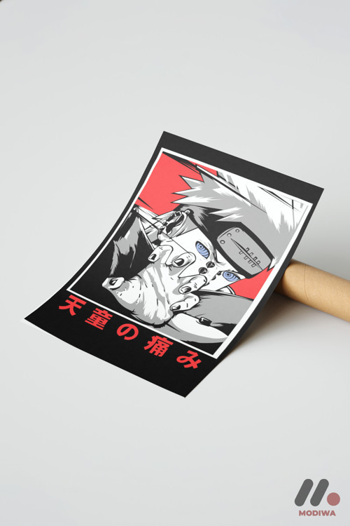 Naruto Pain Poster, Çerçevesiz Yüksek Kalite Duvar Afişi - Anime Severlere Özel Hediye