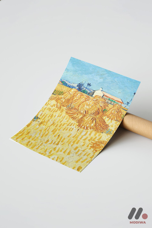 Van Gogh Buğday Demetleri, Çerçevesiz Yüksek Kalite Duvar Afişi - Sanatsever Hediyesi