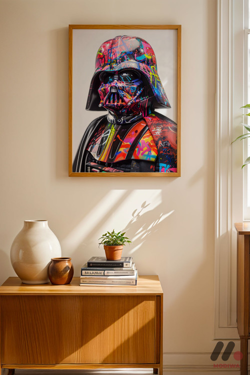 Pop Art Zırhlı Karakter, Ahşap Çerçeveli Duvar Tablosu - Modern Ev Dekorasyonu