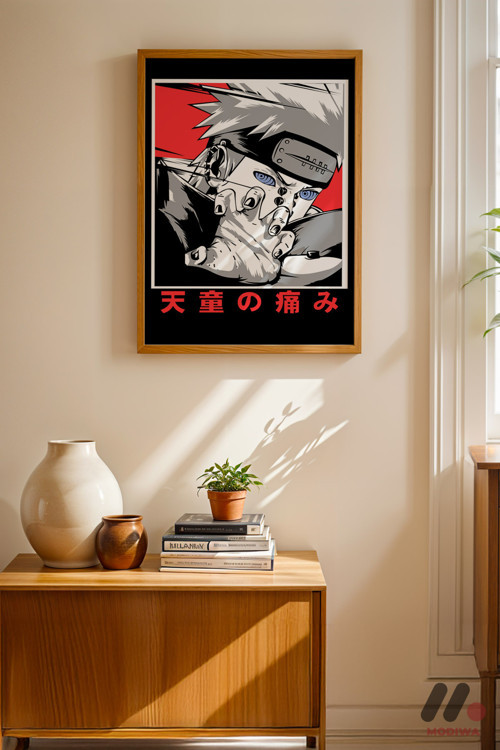 Naruto Pain Poster, Ahşap Çerçeveli Duvar Tablosu - Anime Severlere Özel Hediye