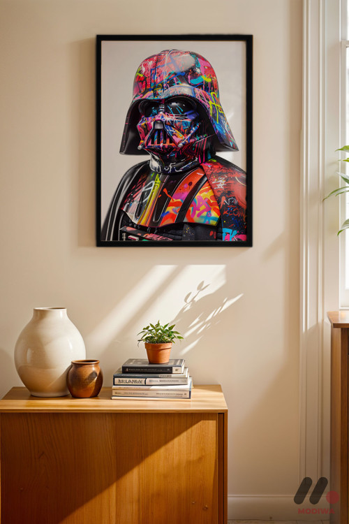 Pop Art Zırhlı Karakter, Siyah Çerçeveli Duvar Tablosu - Modern Ev Dekorasyonu