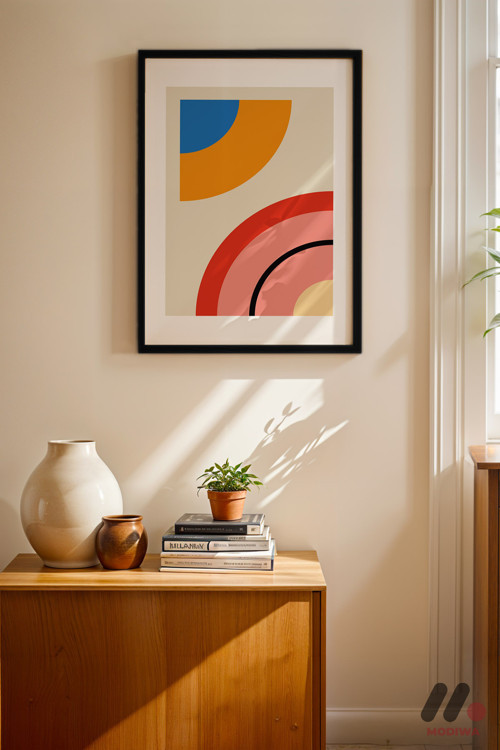 Bauhaus Yay Formları Kompozisyon, Siyah Çerçeveli Duvar Tablosu - Modern Ev Dekorasyonu