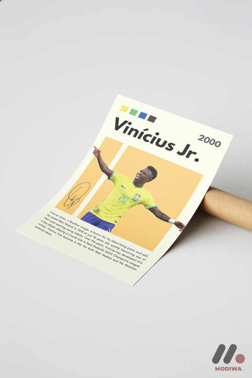 Vinicius Jr Futbol Posteri, Çerçevesiz Yüksek Kalite Duvar Afişi - Spor Severlere Hediye