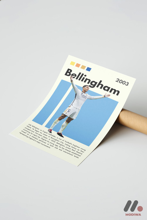 Bellingham Futbol Posteri, Çerçevesiz Yüksek Kalite Duvar Afişi - Spor Severlere Hediye