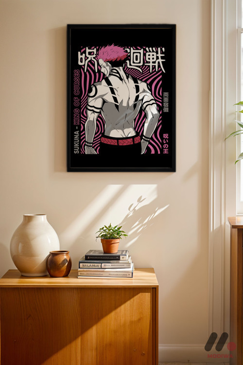 Jujutsu Kaisen Sukuna Poster, Siyah Çerçeveli Duvar Tablosu - Anime Severlere Özel Hediye