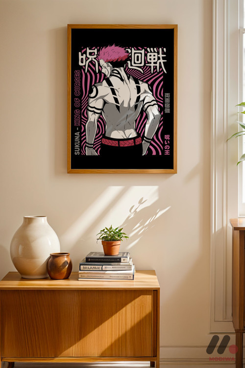 Jujutsu Kaisen Sukuna Poster, Ahşap Çerçeveli Duvar Tablosu - Anime Severlere Özel Hediye