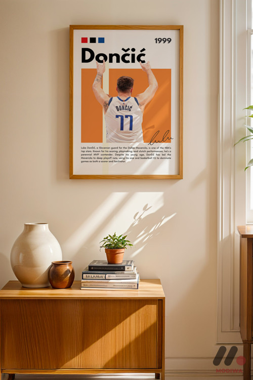 Doncic Basketbol Posteri, Ahşap Çerçeveli Duvar Tablosu - Spor Severlere Hediye