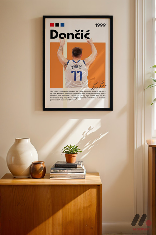 Doncic Basketbol Posteri, Siyah Çerçeveli Duvar Tablosu - Spor Severlere Hediye