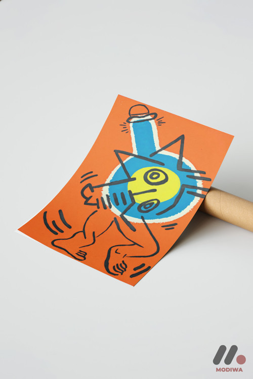Turuncu Figür Pop Art, Çerçevesiz Yüksek Kalite Duvar Afişi - Renkli Ev Dekorasyonu