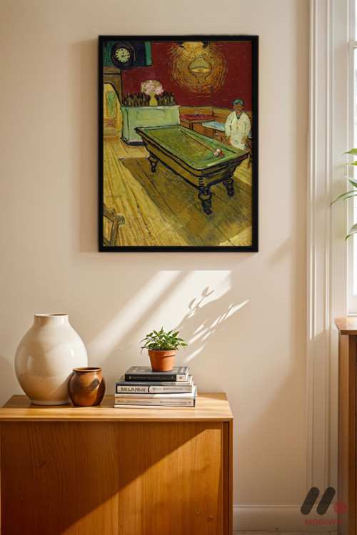 Van Gogh Gece Kafesi, Siyah Çerçeveli Duvar Tablosu - Sanatsever Hediyesi