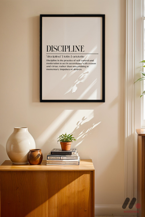 Discipline Tanım Posteri, Siyah Çerçeveli Duvar Tablosu - Motivasyon Hediyesi