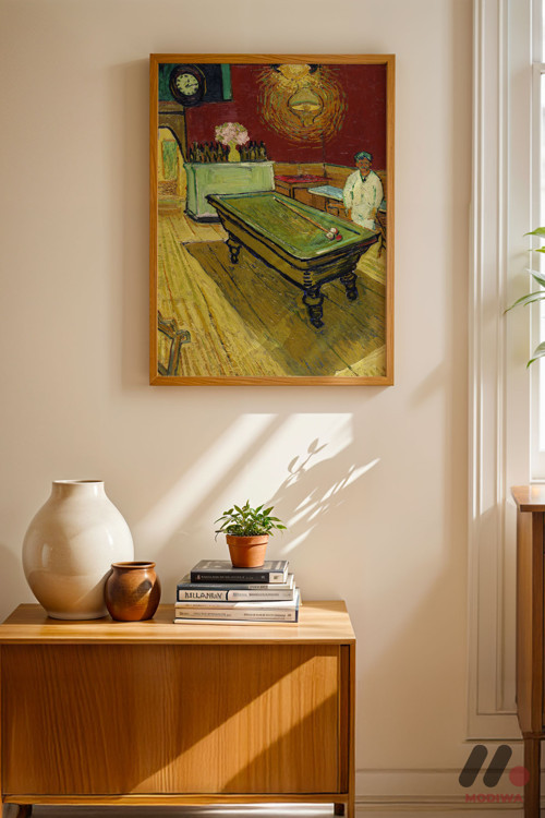 Van Gogh Gece Kafesi, Ahşap Çerçeveli Duvar Tablosu - Sanatsever Hediyesi