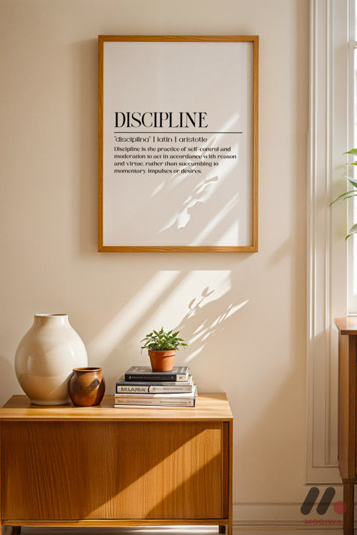 Discipline Tanım Posteri, Ahşap Çerçeveli Duvar Tablosu - Motivasyon Hediyesi
