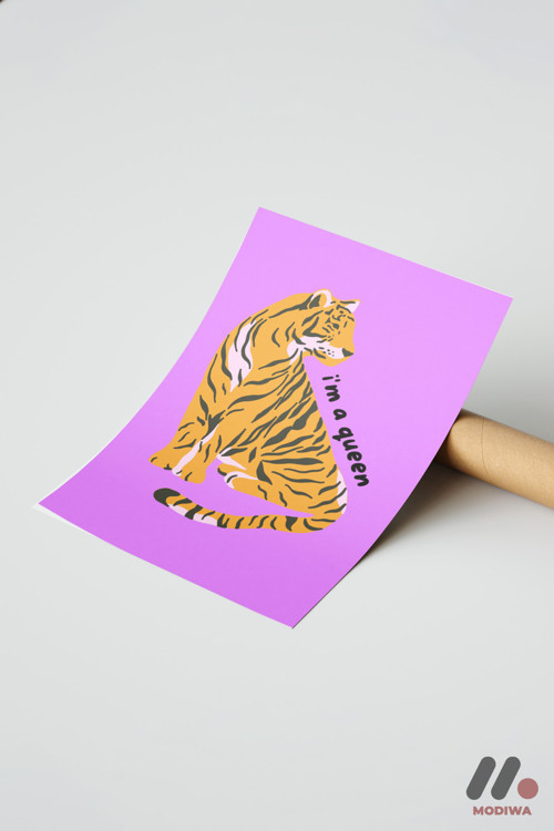 I'M A Queen Kaplan Posteri, Çerçevesiz Yüksek Kalite Duvar Afişi - Modern Ev Dekorasyonu