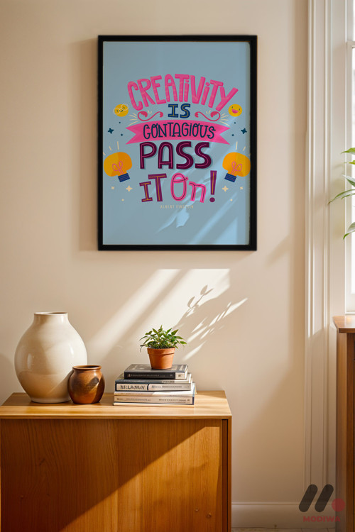 Creativity Is Contagious Tipografi, Siyah Çerçeveli Duvar Tablosu - Motivasyon Hediyesi