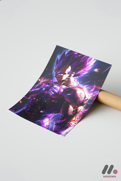 Dragon Ball Vegeta Mor Poster, Çerçevesiz Yüksek Kalite Duvar Afişi - Anime Severlere Özel Hediye