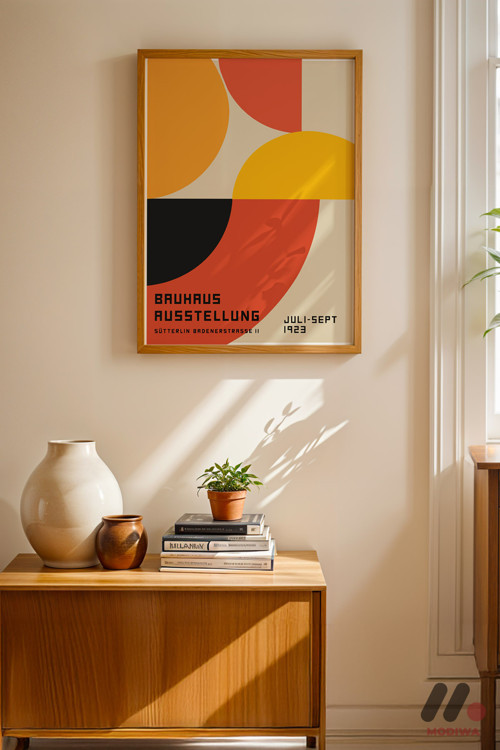 Bauhaus Ausstellung 1923 Afişi, Ahşap Çerçeveli Duvar Tablosu - Modern Ev Dekorasyonu
