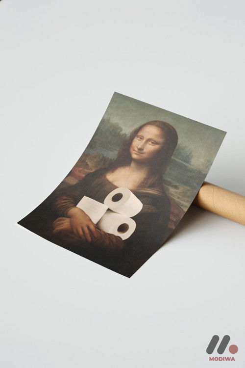 Mona Lisa Mizah Parodisi, Çerçevesiz Yüksek Kalite Duvar Afişi - Modern Ev Dekorasyonu
