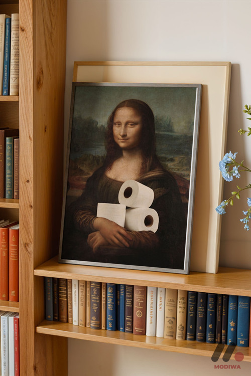 Mona Lisa Mizah Parodisi, Siyah Çerçeveli Duvar Tablosu - Modern Ev Dekorasyonu